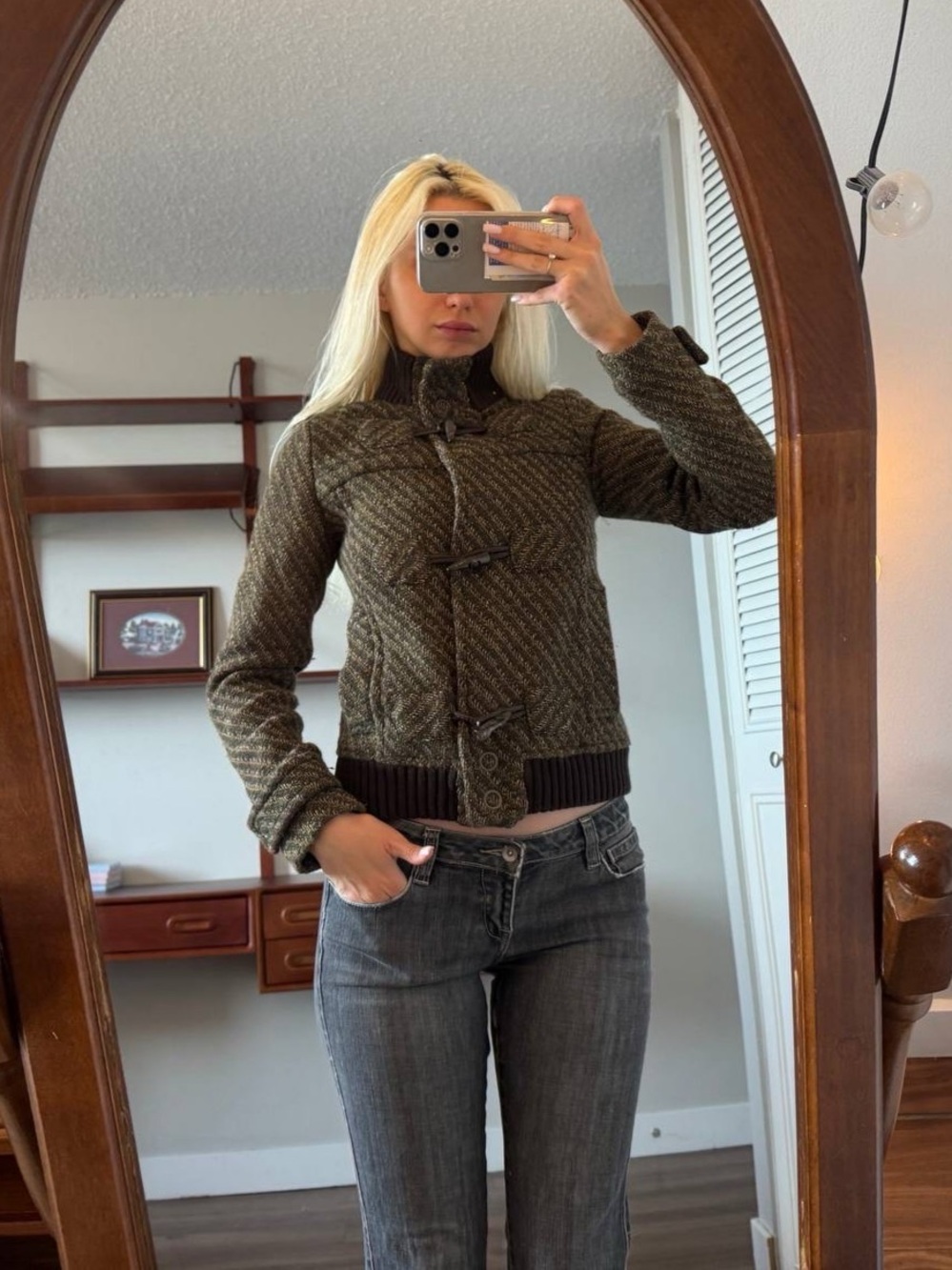 Vintage Fall Jacket in Brown & Green with Unique Tag
